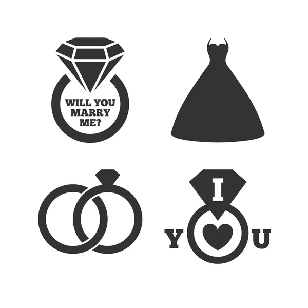 Iconos de vestido de novia — Vector de stock