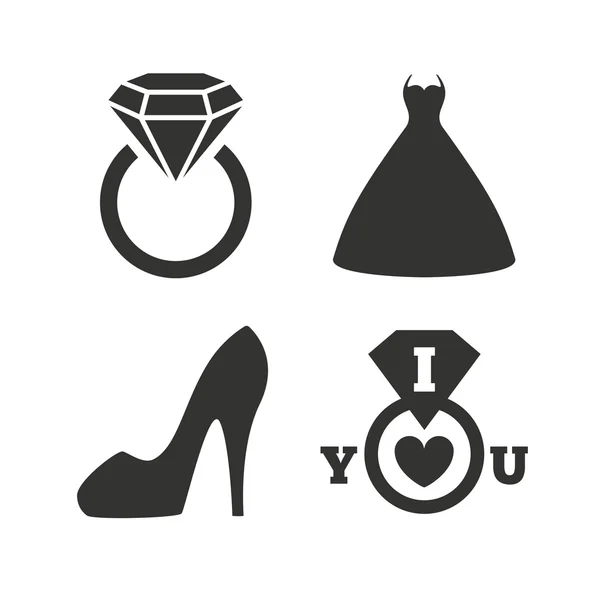 Wedding dress, shoe symbols — Διανυσματικό Αρχείο