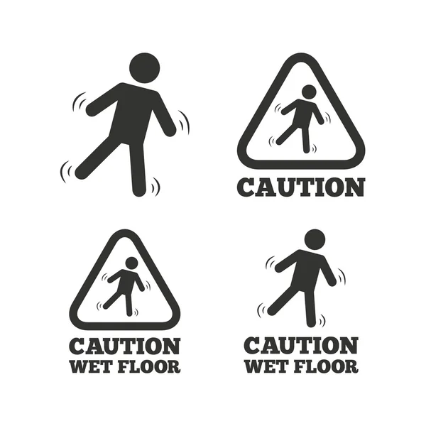 Caution wet floor icons. — Stock Vector