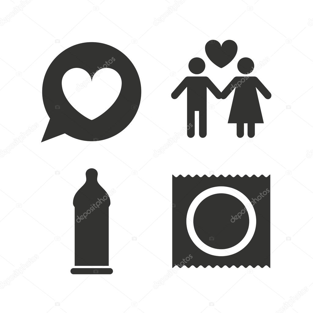 Condom safe sex icons.