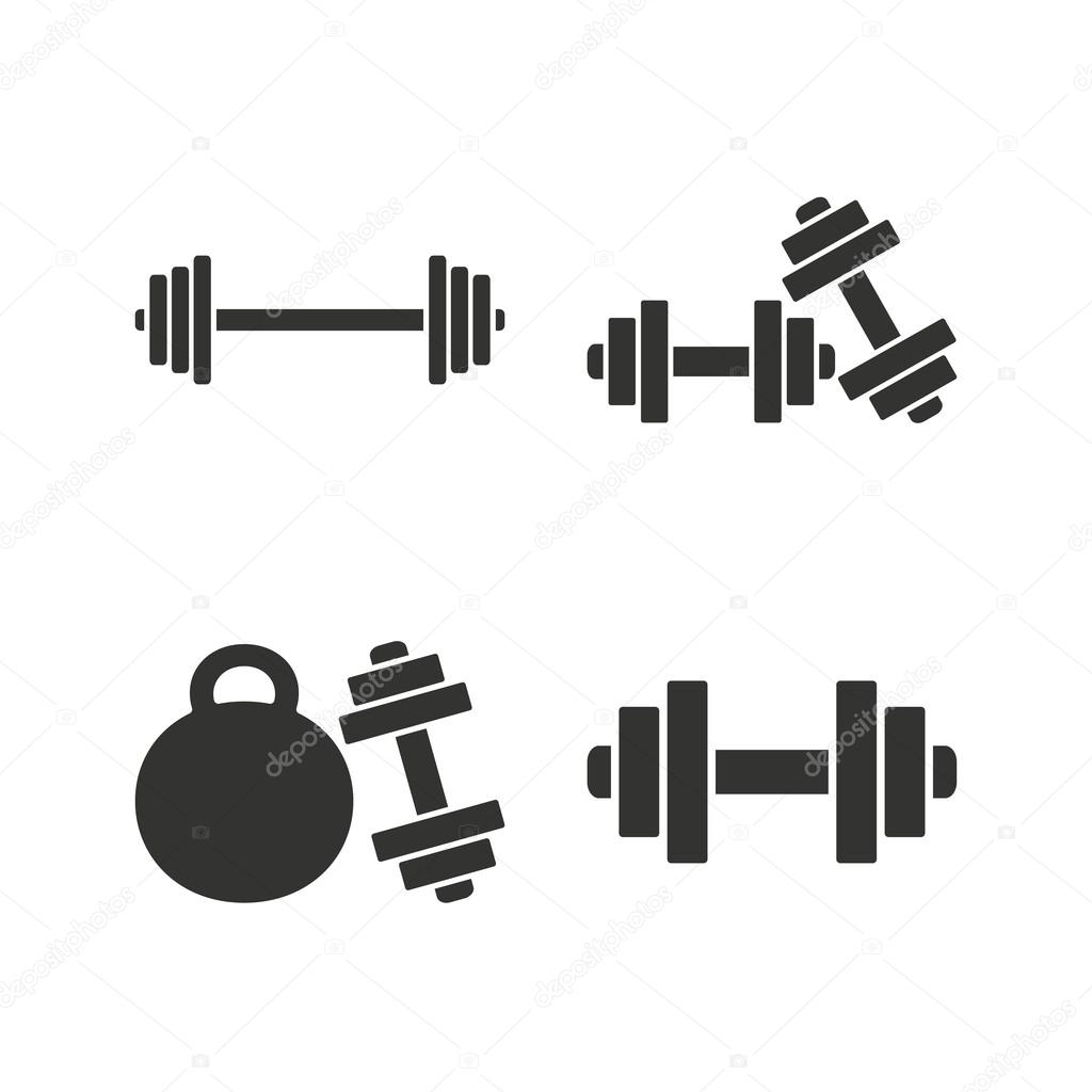 Dumbbells icons. Fitness sport symbols.