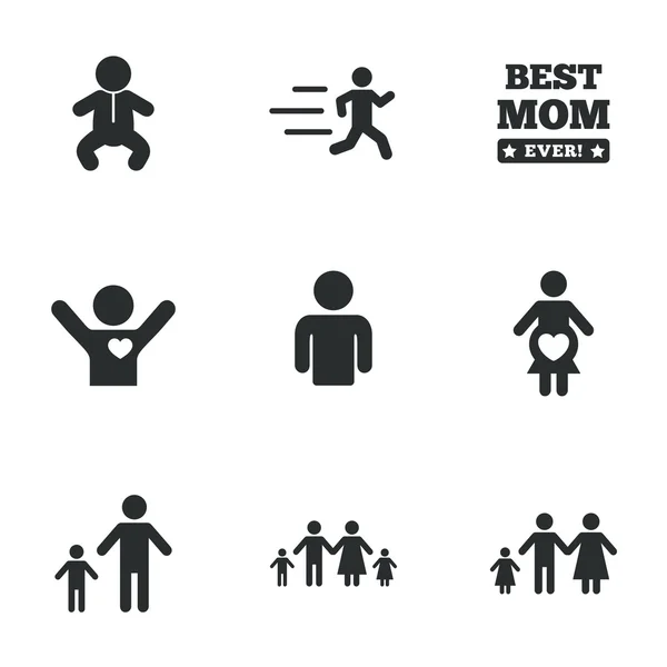 Gente, iconos familiares. Signo de maternidad . — Vector de stock