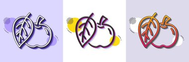 Apple line simgesi. Yarı ton noktalı desen. Gradyan simgesi ve tahıl gölgesi. Taze meyve tabelası. Doğal gıda sembolü. Çizgi elma ikonu. Çeşitli tasarımlar. Vektör