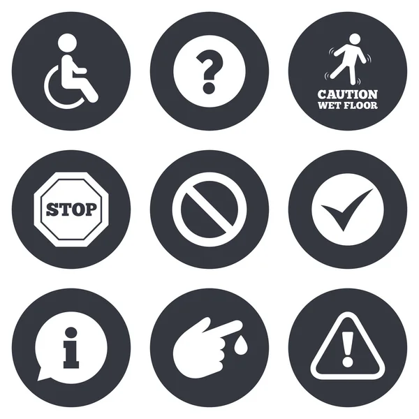 Attention caution icons. Information signs. — Stock Vector