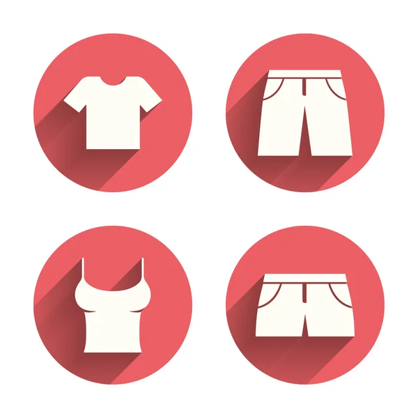 Señales de ropa. Camiseta y pantalones cortos . — Vector de stock