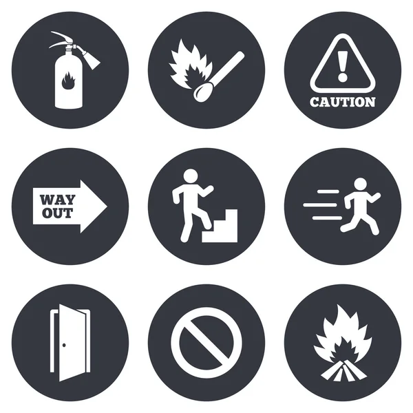 Fire safety, emergency icons.