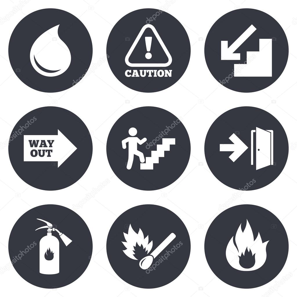 Fire safety, emergency icons.