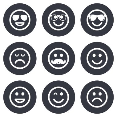 Simgeler gülümse. Güneş gözlüğü, bıyık ve gülüyor.