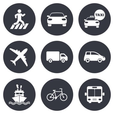 Taşıma simgeler. Araba, Bisiklet, otobüs