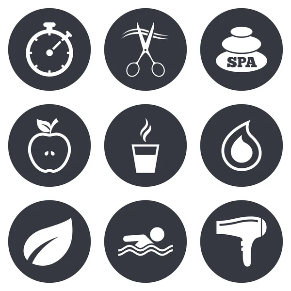 Spa, iconos de la peluquería . — Vector de stock