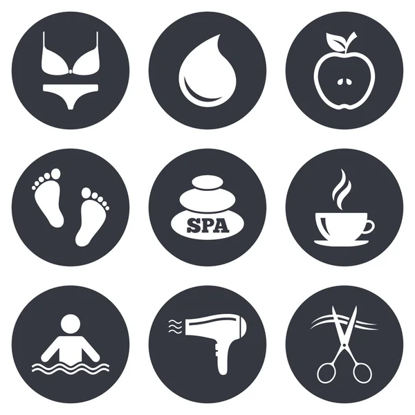 Spa, iconos de la peluquería . — Vector de stock