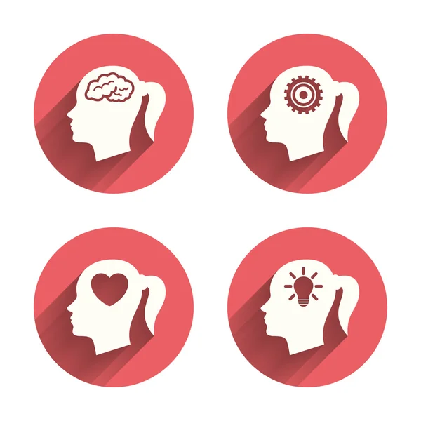 Head with brain icons — Stock Vector