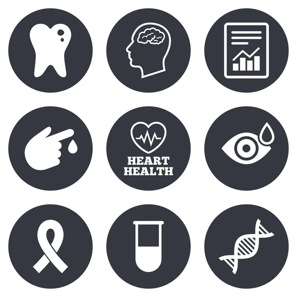 Medicine, medical health and diagnosis icons. — Stock Vector