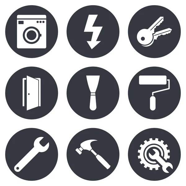 Repair, construction icons. Electricity, keys. — Stock Vector