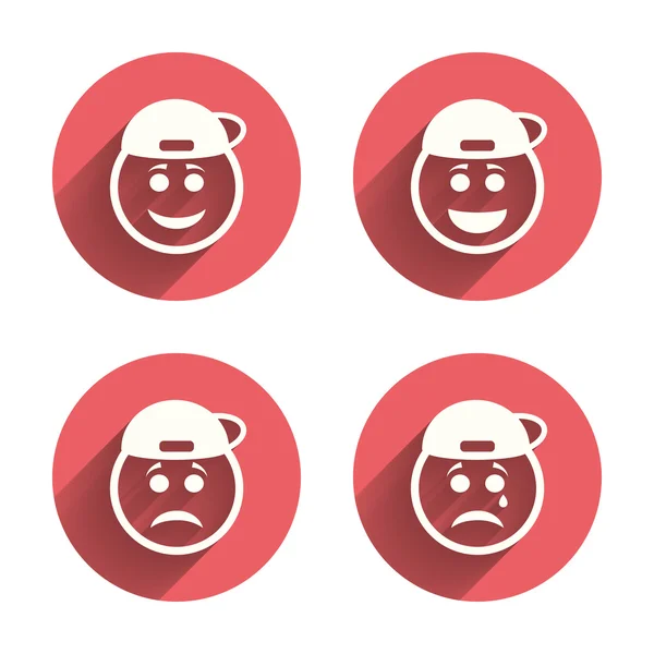 Rapper smile face icons. — Stock Vector