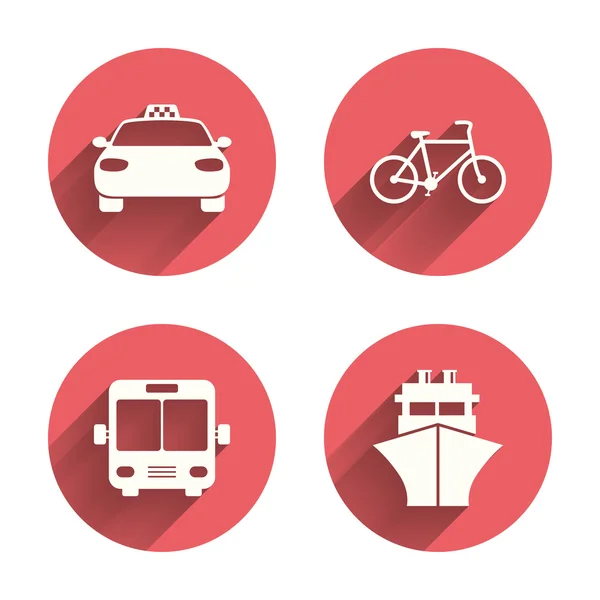 Vervoer pictogrammen. Taxi auto, fiets — Stockvector