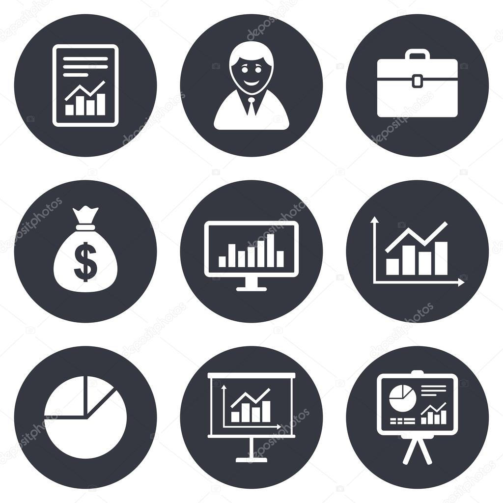 Statistics, accounting icons. Charts signs.