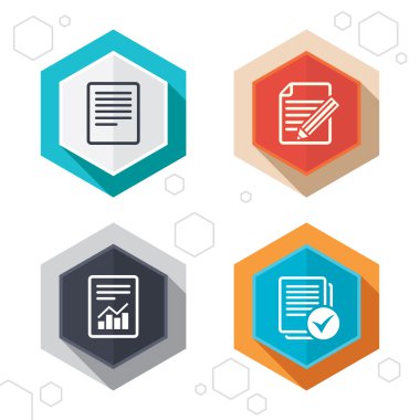 Belge simgeleri. Grafik ve onay kutusu ile dosya.