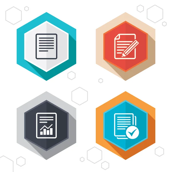 Document icons. File with chart and checkbox. — Stock Vector