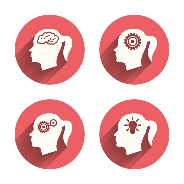 Head with brain icons — Stock Vector