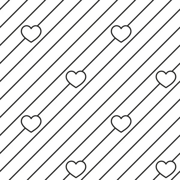 Hearts stripped geometric seamless pattern. — Stock Vector