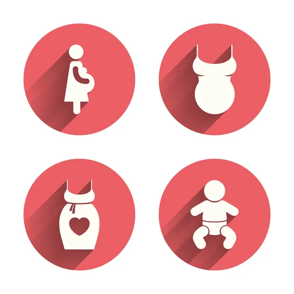 Iconos de maternidad. Bebé bebé, embarazo — Archivo Imágenes Vectoriales
