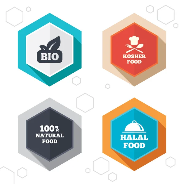 Iconos naturales de Bio alimentos . — Vector de stock