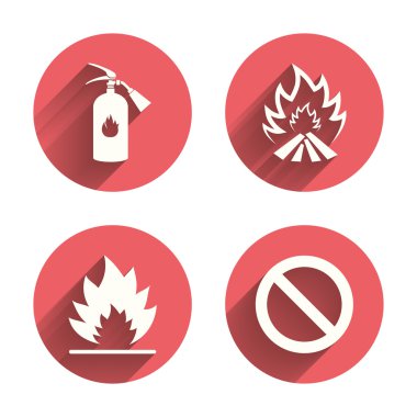 Fire flame icons. Prohibition stop