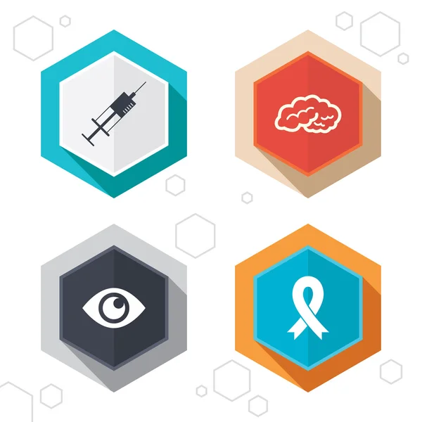 Medicine icons. Syringe, eye, brain — Stock Vector