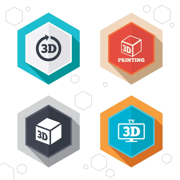3d technology icons. Printer, rotation arrow. — Stock Vector