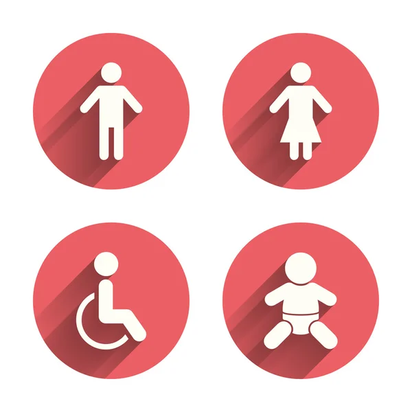 WC toilet icons. Human male or female signs. — Stock Vector