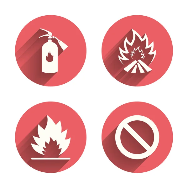 Fire flame icons. Prohibition stop — Stockvector