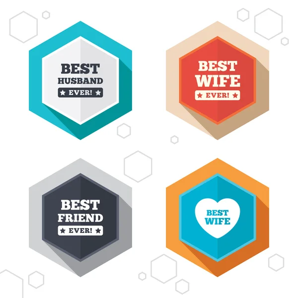 Best wife, husband and friend icons. — Stock Vector