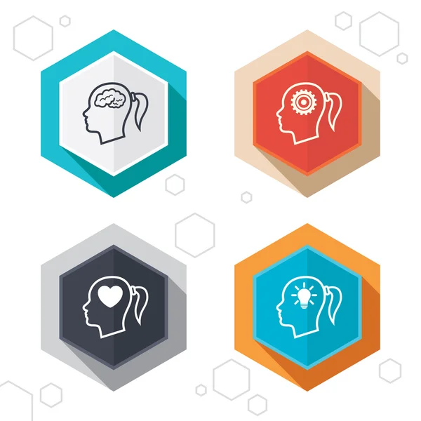 Head with brain icons — Stock Vector