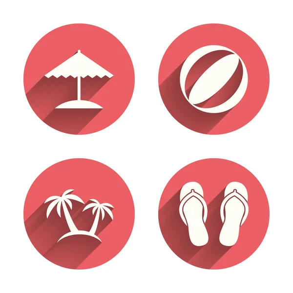 Icônes vacances à la plage. Parapluie et sandales . — Image vectorielle