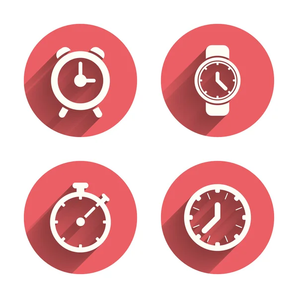 Horloge mécanique icônes de temps. Minuterie chronomètre . — Image vectorielle