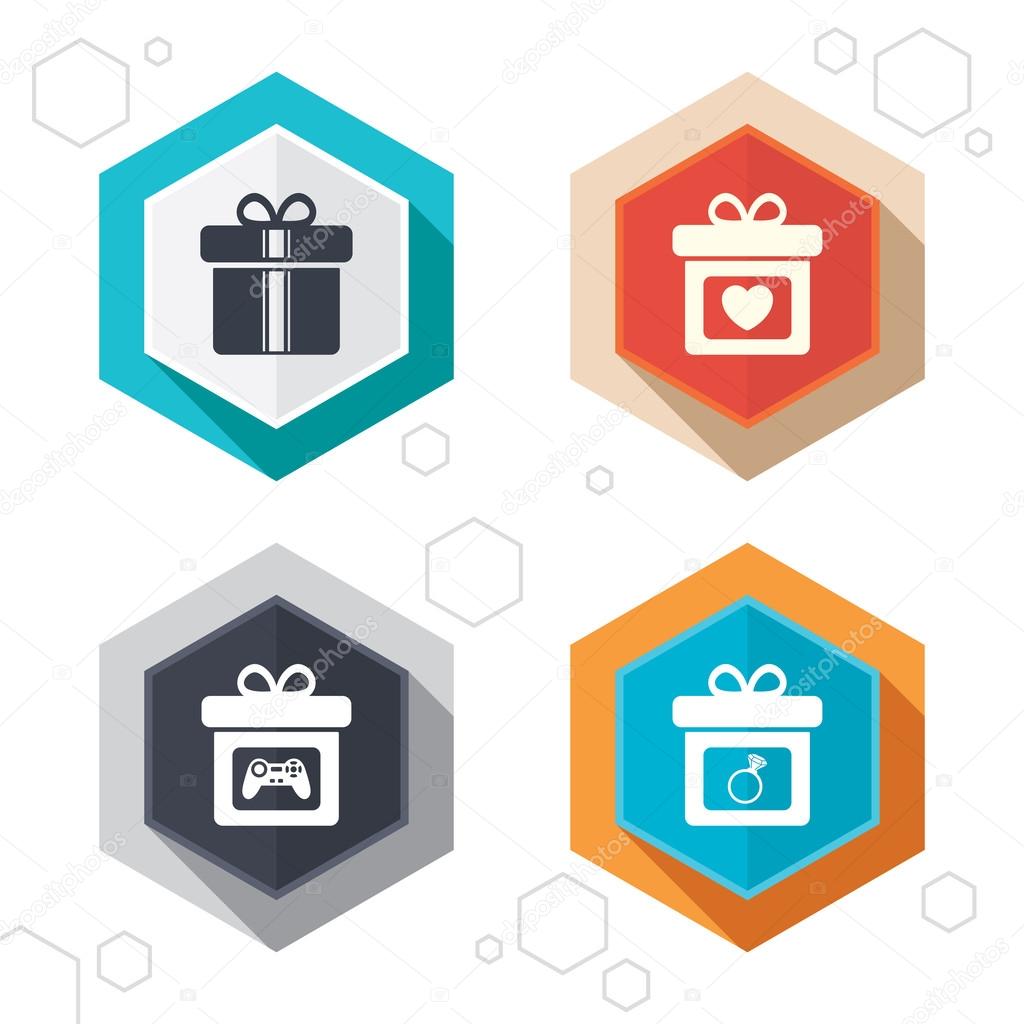 Gift box sign icons