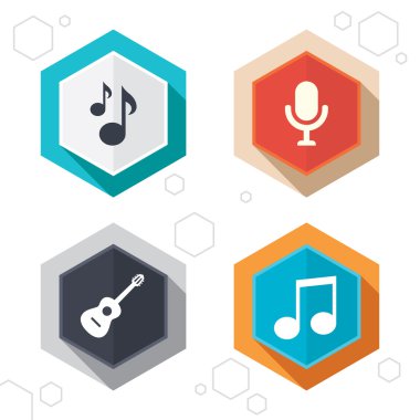 Müzik simgeler. mikrofon, akustik gitar.