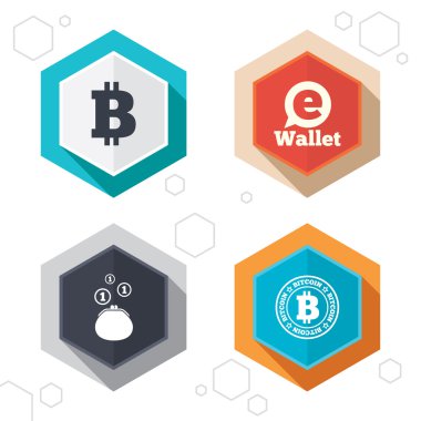 Bitcoin icons. Electronic wallet