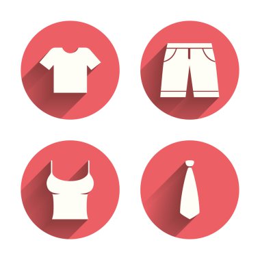 Giysi işaretler. T-shirt ve şort ile pantolon.