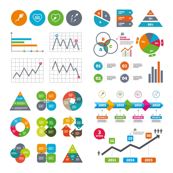 Iconos de esperma. Signos de fecundación o inseminación — Vector de stock