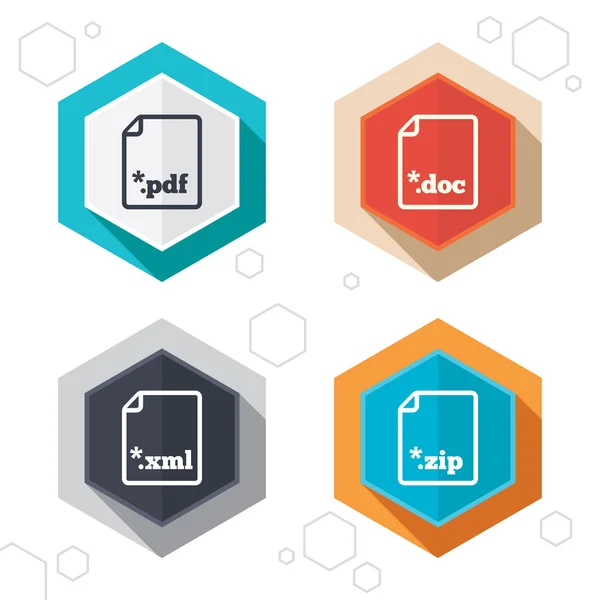 Signos de documentos. Extensión de archivo símbolos . — Vector de stock