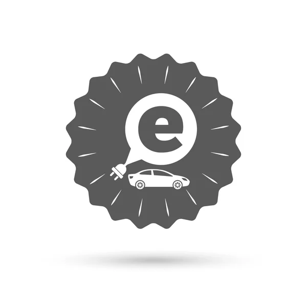 Icono de signo de coche eléctrico . — Vector de stock