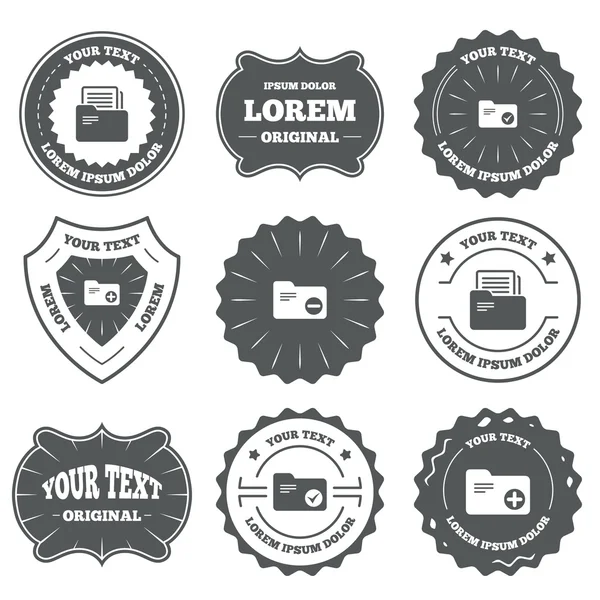 Accounting binders icons. Add document symbol. — Stock Vector