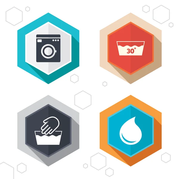 Lavare le icone. Lavabile in lavatrice — Vettoriale Stock