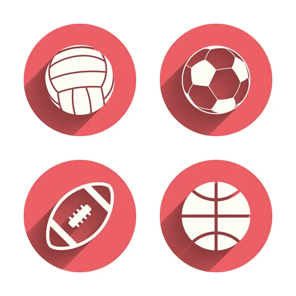 Sportowe piłki. Siatkówka, koszykówka, piłka nożna. — Wektor stockowy