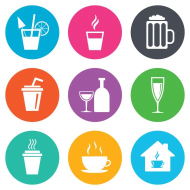 Çay, kahve ve bira simgeleri.