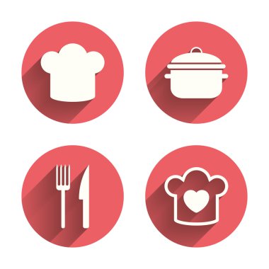 Şef şapka, pişirme Pan simgeler.
