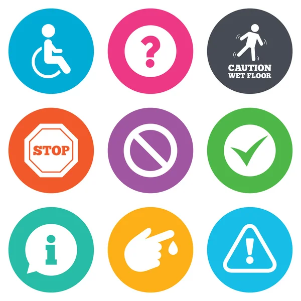 Attention caution icons. Information signs. — Stock Vector