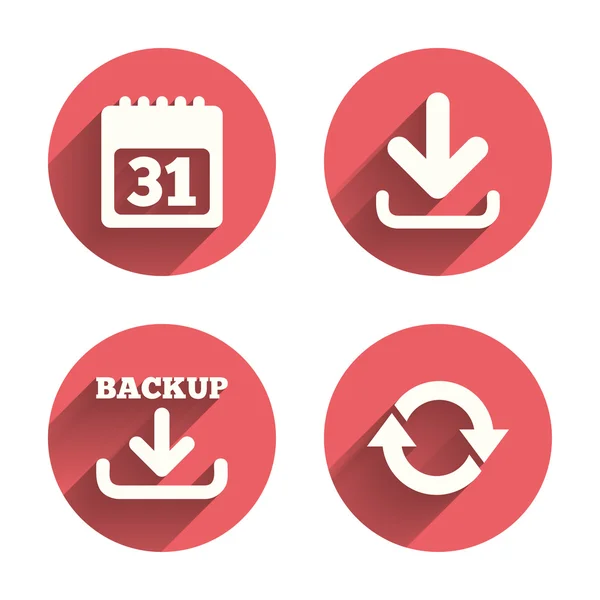 Scarica e segni di backup. Calendario, rotazione — Vettoriale Stock